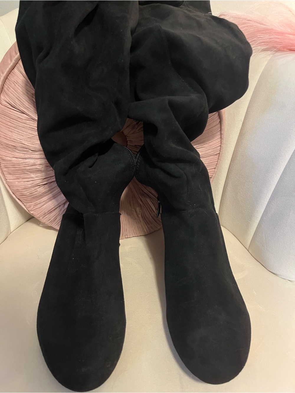 torrid Black Suede Knee-High Wedge Boots